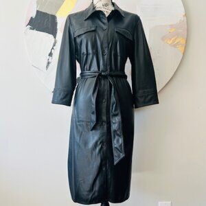 Calvin Klein Black Belted Leather Dress